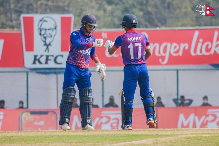 Rohit Paudel guides Nepal to 281 in the semi-final against Kuwait