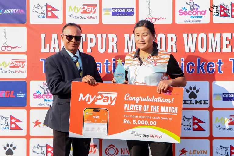 Sita Rana Magar wins the player of the match award in third consecutive game