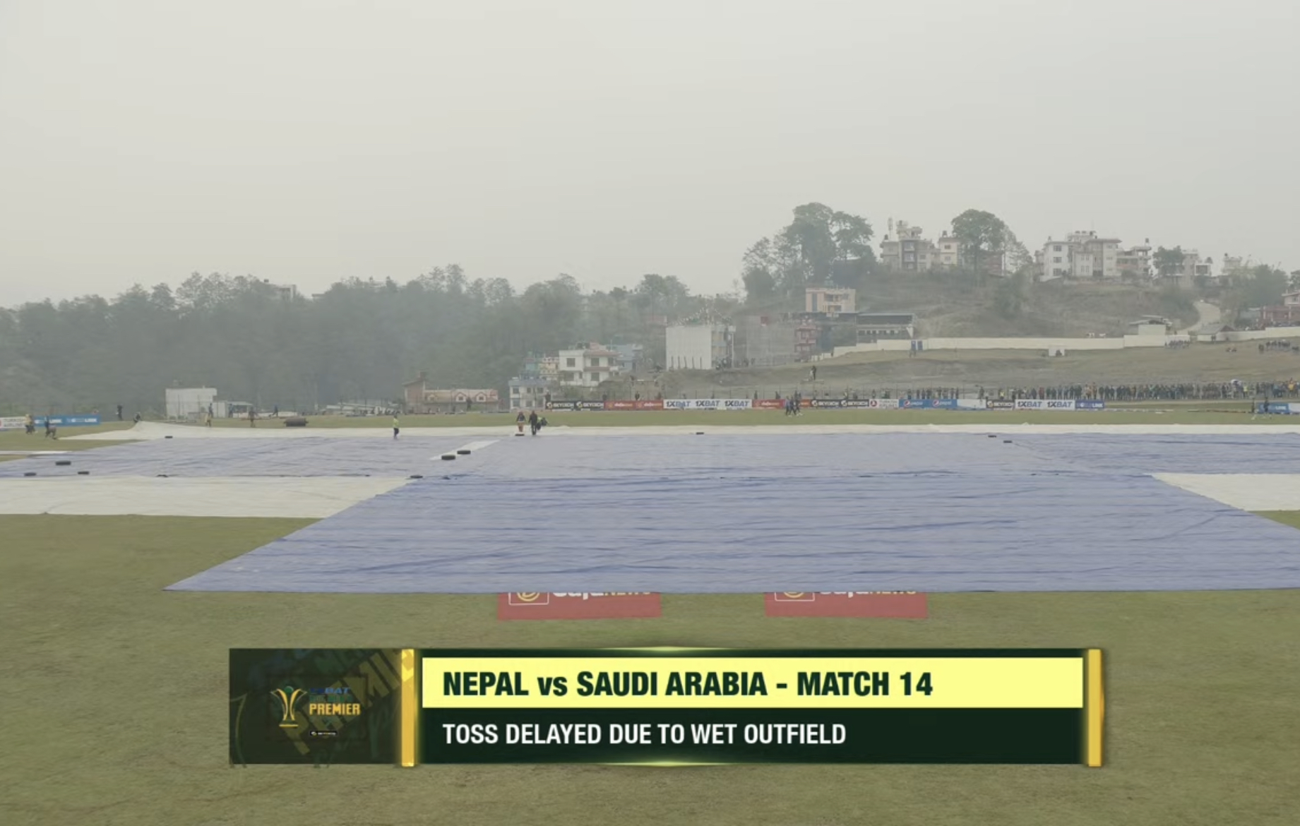 Wet outfield at the Mulpani Ground