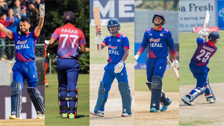 Highest ODI score by Nepali batters from batting position number one to eleven